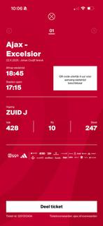 Ajax - excelsior Zuid J, Tickets en Kaartjes, Eén persoon