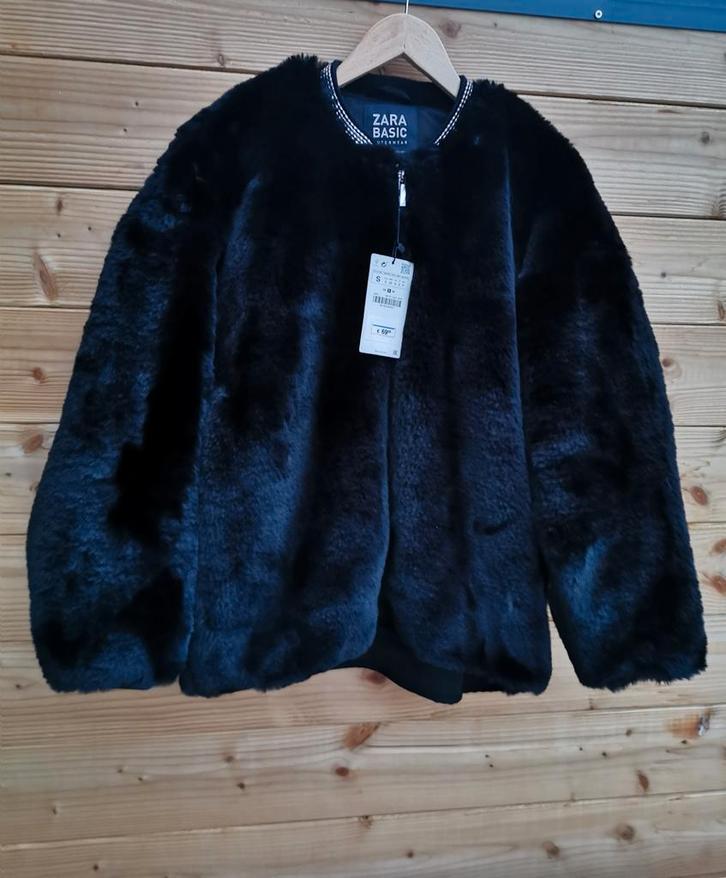 ZARA nepbont jas mt. S/M, Kleding | Dames, Jassen | Winter, Nieuw, Maat 36 (S), Zwart, Verzenden