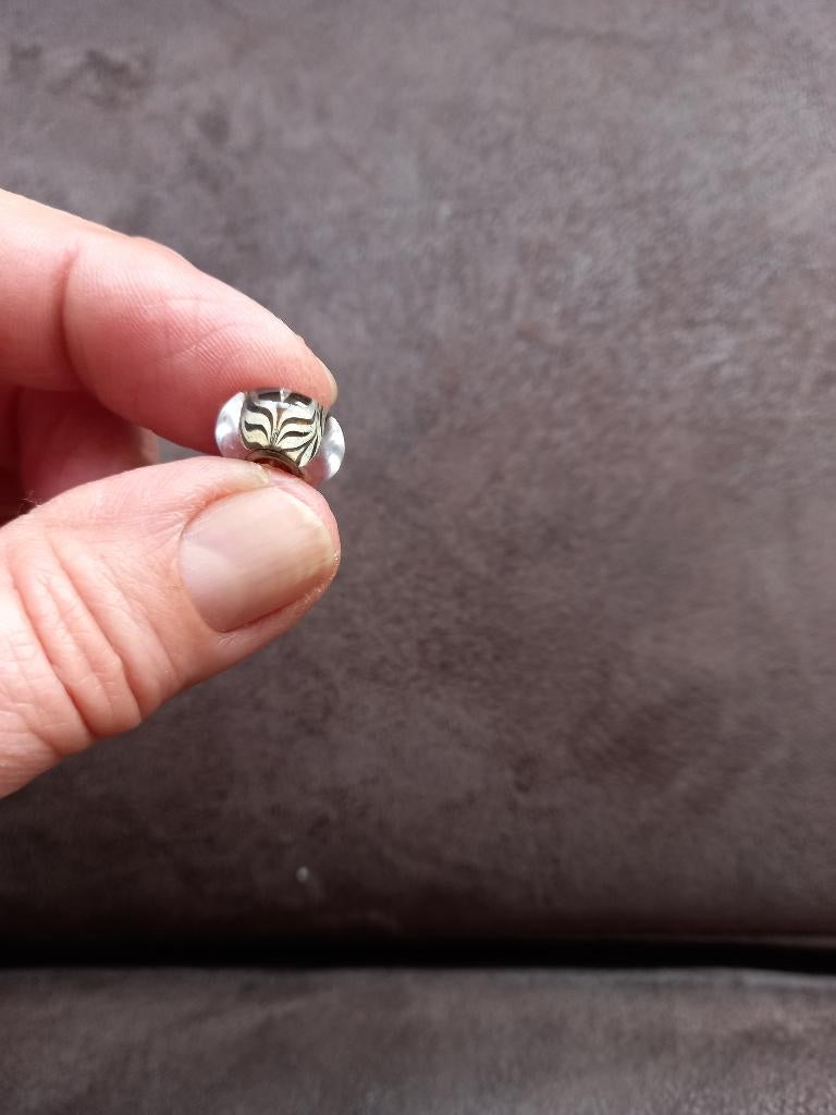 Trollbeads glaskraal zwart/wit, Overige merken, Glas of Kristal, Nieuw, Ophalen of Verzenden