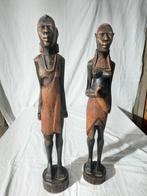 mooie set Afrikaans houtsnijwerk man en vrouw, Antiek en Kunst, Ophalen of Verzenden