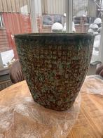Turquoise/bruine bloempot - Eyecatcher!, Ophalen, Gebruikt, 40 cm of meer, Rond