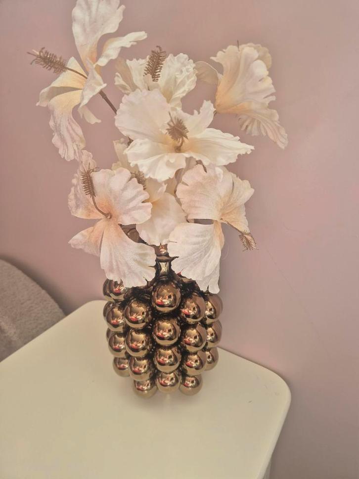 Vaas met zijde bloemen - Light & Living, Huis en Inrichting, Woonaccessoires | Vazen, Zo goed als nieuw, Overige kleuren, Minder dan 50 cm