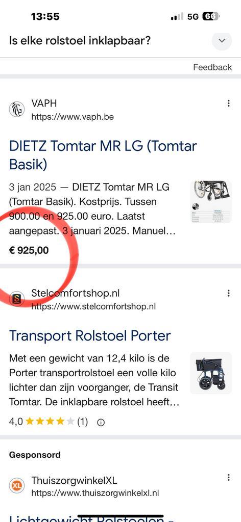 Tomtar rolstoel nieuwprijs €925,00 amper gebruikt, Diversen, Rolstoelen, Zo goed als nieuw, Handbewogen rolstoel, Inklapbaar, Ophalen of Verzenden