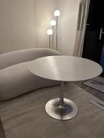Witte Vintage Italiaanse Houten Design Tafel – Jaren '70, Gebruikt, 100 tot 150 cm, 50 tot 75 cm, Rond