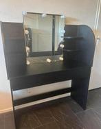 Zwarte make up tafel met spotjes, Huis en Inrichting, Tafels | Kaptafels, Ophalen of Verzenden, Zo goed als nieuw, 50 tot 100 cm