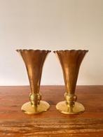 Paar vazen / trompet vazen - messing, Ophalen of Verzenden