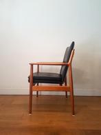 Vintage Arne Vodder 341 fauteuil in teak, Huis en Inrichting, Ophalen, Gebruikt, Bruin, Leer