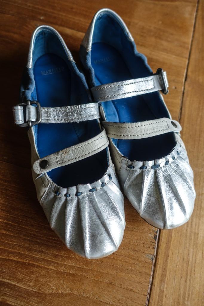 zilverkleurige ballerina's - schoenen - Manfield - 40, Kleding | Dames, Schoenen, Zo goed als nieuw, Ballerina's, Overige kleuren