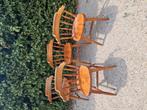 4eettafel stoelen grenen, Huis en Inrichting, Stoelen, Ophalen, Gebruikt, Bruin, Vier