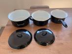 Geëmailleerde Pannenset 5 delig, Huis en Inrichting, Keuken | Potten en Pannen, Ophalen of Verzenden, Gebruikt, Overige materialen