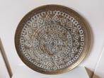 Schaal 48 cm antiek groen goud loods 5, Overige materialen, Schaal, Rond, Ophalen of Verzenden