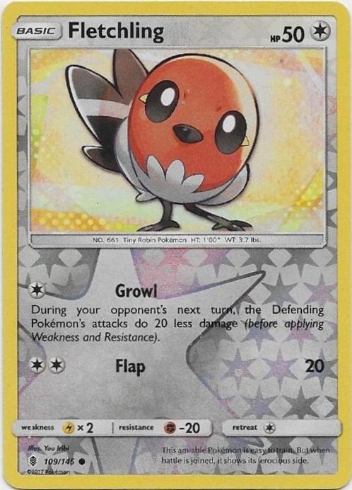 Guardians Rising,  Fletchling [reverse] 109/145, Hobby en Vrije tijd, Verzamelkaartspellen | Pokémon, Nieuw, Losse kaart, Verzenden