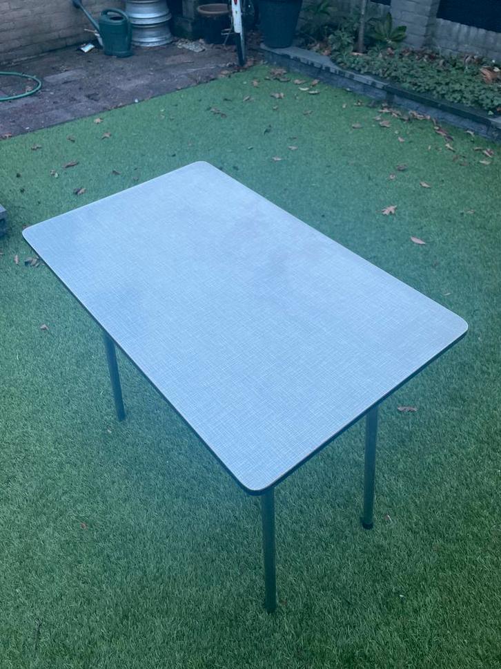 Vintage oude witte rechthoekige tafel brabantia 78x48, Huis en Inrichting, Tafels | Eettafels, Gebruikt, Minder dan 50 cm, 100 tot 150 cm