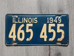 Kentekenplaat 1949 Illinois USA Nummerplaat Nummerbord, Verzamelen, Ophalen of Verzenden, Gebruikt, Auto's