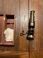 Antieke Messing Microscoop met Houten Doos, Antiek en Kunst, Ophalen of Verzenden