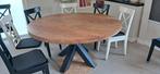 Grote ronde eettafel mangohout (evt met stoelen), Huis en Inrichting, Tafels | Eettafels, Ophalen, Rond, Zo goed als nieuw, Vijf personen of meer
