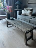 Houten salontafel bankje, Huis en Inrichting, Tafels | Salontafels, Ophalen, Landelijk sober industrieel wabi sabi, 100 tot 150 cm