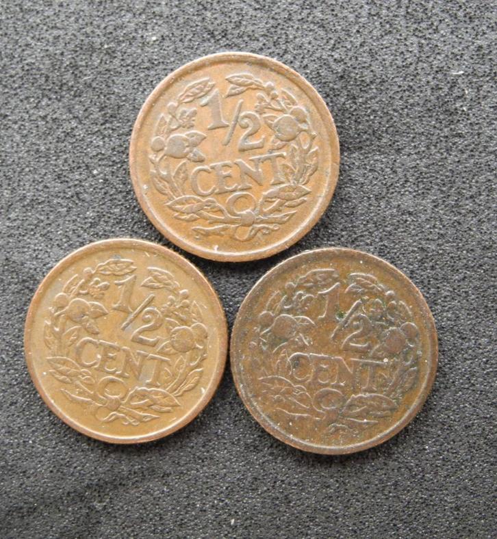Zeven stuks: Halve centen te koop van 1884-1937. Willem III, Postzegels en Munten, Munten | Nederland, Losse munt, Overige waardes
