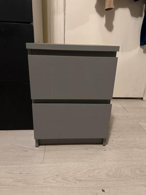 Ikea Grijze Ladekast met 2 Lades Malm, Huis en Inrichting, Kasten | Ladekasten, Gebruikt, Minder dan 100 cm, Minder dan 50 cm