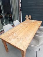 Grenen eettafel, maatwerk door timmerman gemaakt., Ophalen, Gebruikt, 200 cm of meer, 50 tot 100 cm