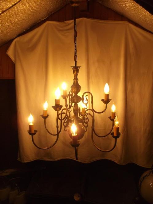 Grote messing kroonluchter, Huis en Inrichting, Lampen | Kroonluchters, Metaal, Ophalen
