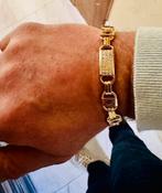 Platte magnum Armband met diamanten 18 Karaat, Ophalen, Zo goed als nieuw, Met edelsteen, Goud