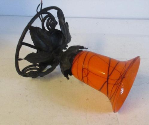 art nouveau smeedijzeren plafondlamp Powolny Loetz kap, Antiek en Kunst, Antiek | Lampen, Verzenden