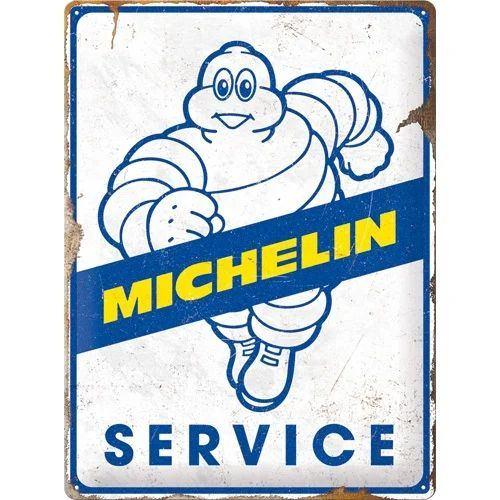 Michelin Service Bibendum relief reclamebord van metaal deco