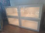 Twee mat-witte Besta Vitrine kasten, Huis en Inrichting, Kasten | Vitrinekasten, Ophalen, Zo goed als nieuw, 25 tot 50 cm, Minder dan 100 cm
