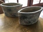2 brocante bloempotten 18/30cm, Ophalen, Gebruikt, Rond, Aardewerk
