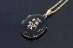 Foto medaillon antiek 14k goud hanger emaille ketting dames, Sieraden, Tassen en Uiterlijk, Antieke sieraden, Verzenden, Goud