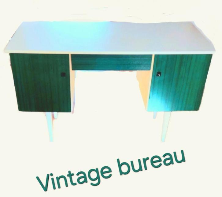 Vintage wit groen bureau elegant design jaren 60 space age, Huis en Inrichting, Bureaus, Gebruikt, Bureau, Ophalen