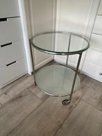 Glazen tafel, Huis en Inrichting, Tafels | Salontafels, Ophalen, Gebruikt, 50 tot 100 cm, 50 tot 75 cm