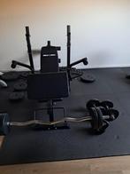 Gorilla Sports Halterbank Zwart + 100 kg Halterset, Ophalen of Verzenden, Zo goed als nieuw, Halterset