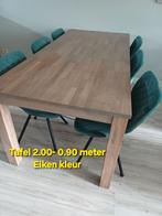 Eiken eettafel voor 6 personen + stoelen, Ophalen, Gebruikt, Eikenhout, 50 tot 100 cm