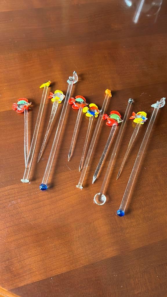 11vintage glaze cocktail roerstaafjes – jaren 50/60 – dieren, Verzamelen, Retro, Huis en Inrichting, Ophalen of Verzenden
