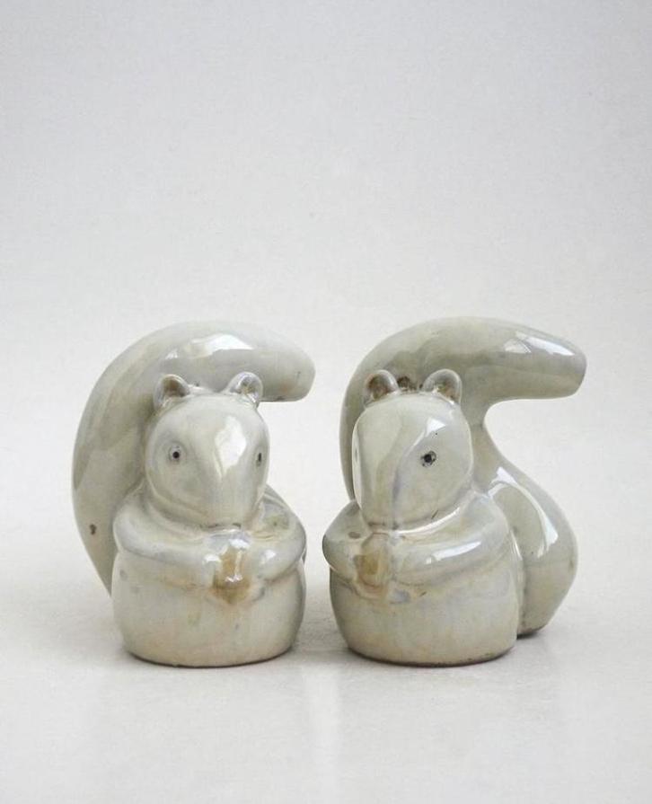 Vintage 60s 70s eekhoorn eekhoorntjes beeldje keramiek x2, Verzamelen, Beelden en Beeldjes, Zo goed als nieuw, Dier, Ophalen