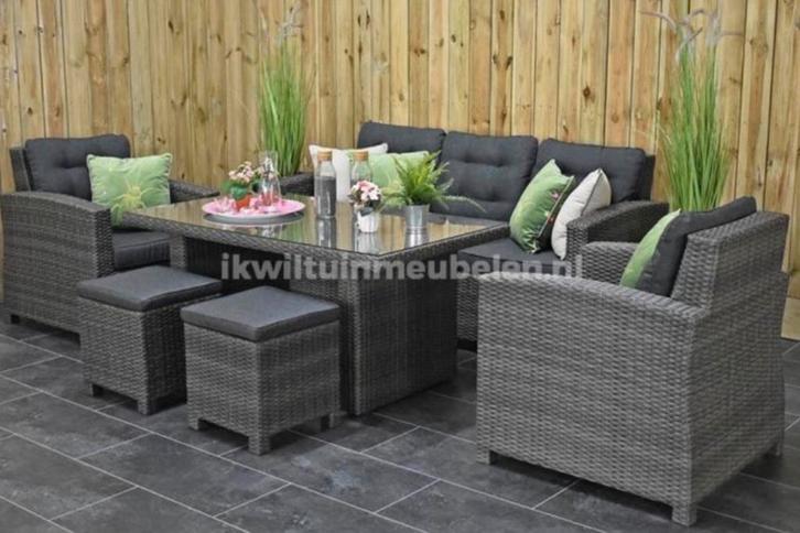 Zo goed als nieuwe tuinset, Tuin en Terras, Tuinsets en Loungesets, Zo goed als nieuw, Tuinset, Wicker, 6 zitplaatsen, Bank, Ophalen of Verzenden