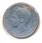Spanje 1 Peseta 1900, Postzegels en Munten, Ophalen of Verzenden, Overige landen, Losse munt, Zilver