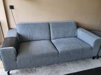 Grijze bank en hocker, Huis en Inrichting, Banken | Bankstellen, Ophalen, Gebruikt, Tweepersoons, 75 tot 100 cm