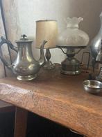 Antieke tinnen theepotten en lampen., Antiek en Kunst, Antiek | Tin, Ophalen of Verzenden