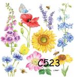 Servetten decoupage/bullet journal – bloemen + vlinders C523, Nieuw, Materiaal, Verzenden