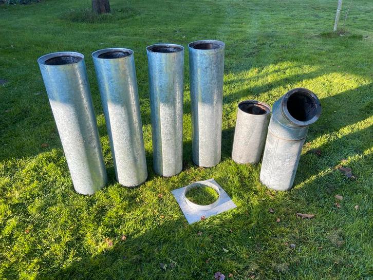 Dubbelwandige Schoorsteenbuizen, Doe-het-zelf en Verbouw, Buizen en Afvoer, Gebruikt, Rechte buis, Zink, Minder dan 2 meter, 20 tot 40 mm