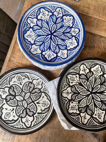 Diner pizza borden 27cm Marokkaans aardewerk blauw zwart beschikbaar voor biedingen
