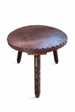 Vintage boho houtgesneden bijzettafel - kruk - plantentafel, Huis en Inrichting, Tafels | Eettafels, Ophalen of Verzenden, Zo goed als nieuw