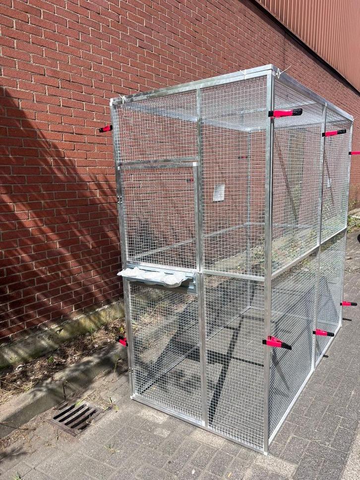 Stevige Aluminium Volière – 1x2x2m – Inclusief Voerplateau, Dieren en Toebehoren, Vogels | Hokken en Kooien, Nieuw, Volière, Aluminium