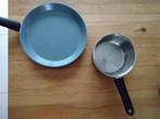 2 pannen (steel- en koekenpan) geschikt voor inductie, Huis en Inrichting, Keuken | Potten en Pannen, Inductieplaat, Overige typen