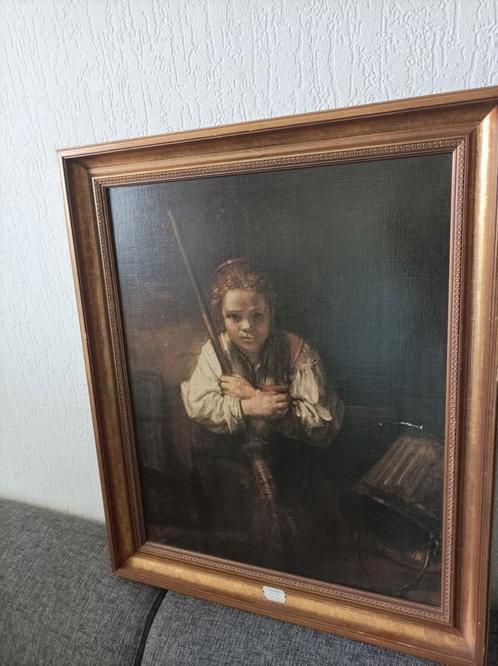 Olieverf  Schilderij - Meisje met de bezem, Antiek en Kunst, Kunst | Schilderijen | Klassiek, Ophalen