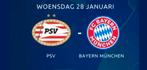 1 ticket voor PSV - Bayern München, woensdag 28 januari., Tickets en Kaartjes, Sport | Voetbal, Eén persoon, Januari