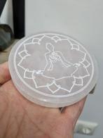 Seleniet schijf, lotus gravering, Ophalen of Verzenden, Mineraal